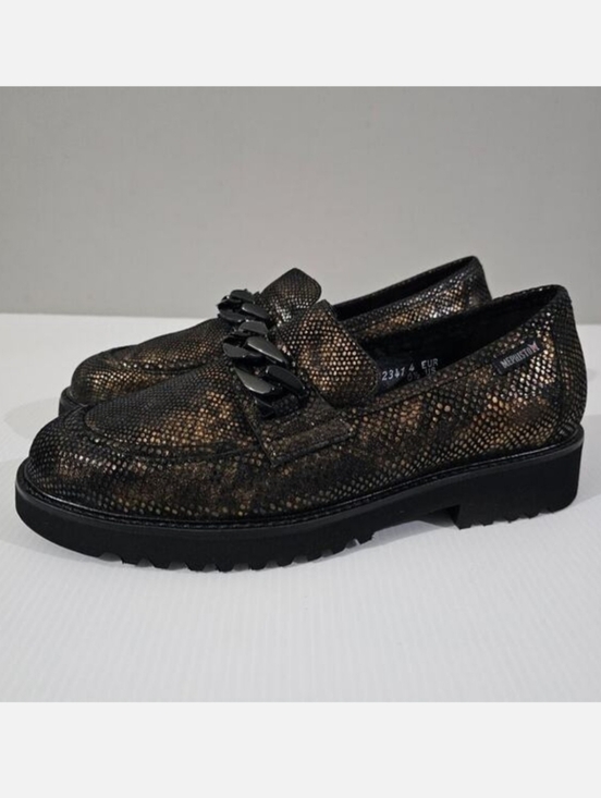 Mephisto Shoes - Mephisto Salka Lug Sole Loafer 6.5 Gold Snake Print Leather Chunky Slip On NEW